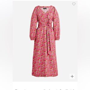 J. Crew Collection tie- waisted poplin dress in ratti pink blooms- EUC large